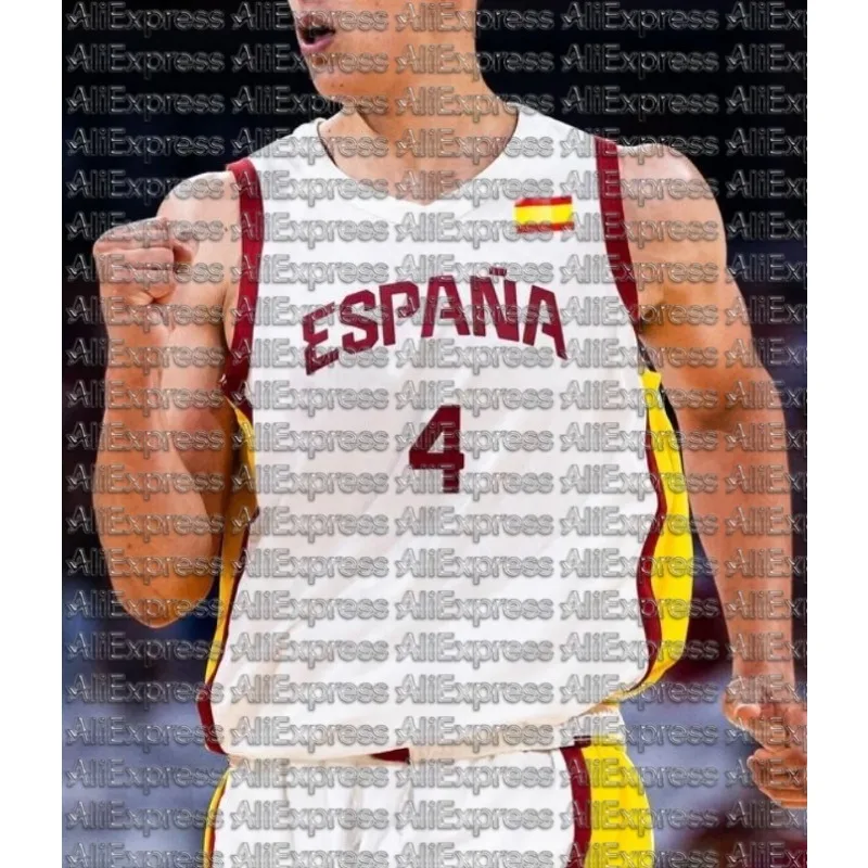 2026 Summer Hot Selling Spanish Basketball Enthusiasts Sports Match White # 4 Shirt Adult and Children Casual Sports Shirt