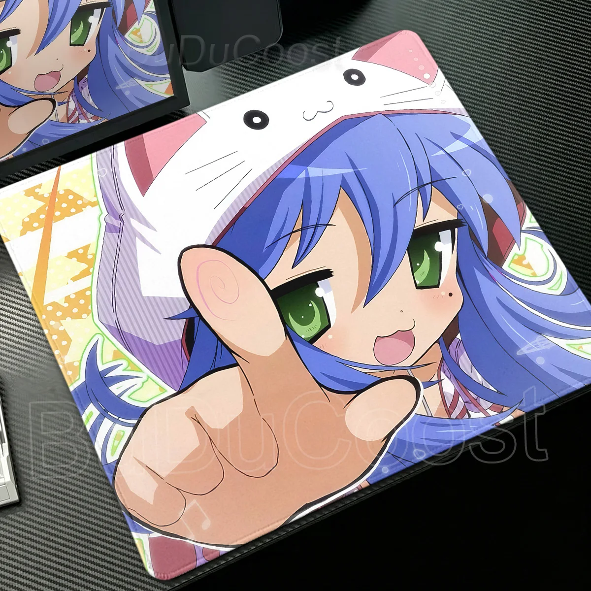 XXS PC Gamers Computer Keyboard Playmat Cute Anime Girl L-Lucky Star Mousepad Rubber Washable Non-Slip Overlock Deskmat Home Rug