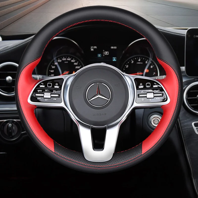 

For Mercedes Benz C-Class Car Steering Wheel Cover Genuine Leather Hand Stitched E-Class GLC GLA GLB GLE A-Class S-Class G-Class