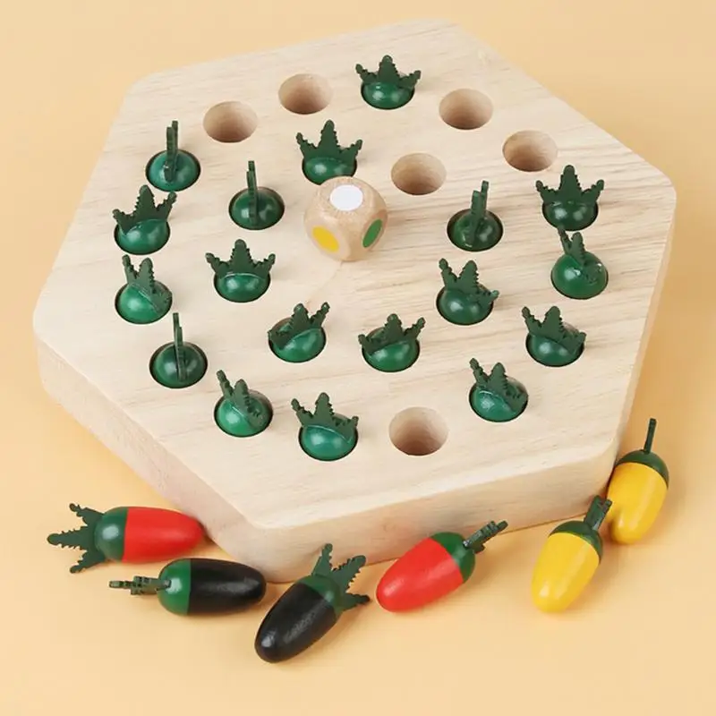 Montessori Educational Chess Board Games Set, Jogo De Memória De Madeira, Forma De Cenoura, Correspondência De Cores, Brinquedo De Desenvolvimento Precoce