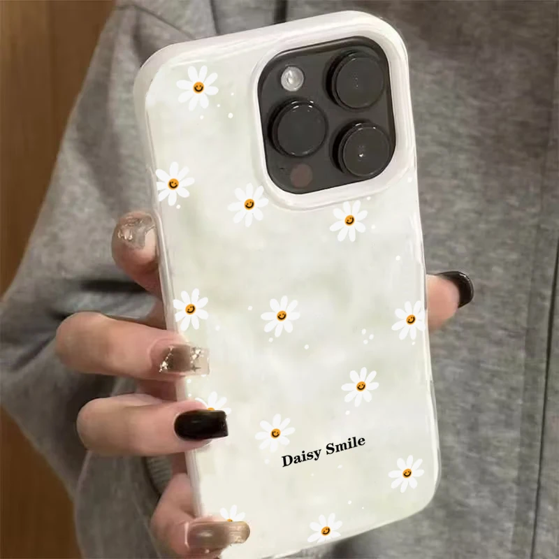Daisy Flower Candy Color Phone Case For iPhone 15 Pro Max 18 16 17 14 13 Pro Max 13  Plus Soft ShockProof Fashion Luxury Funda