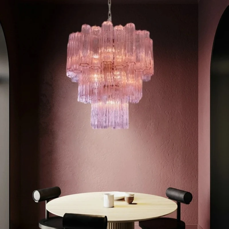 Розовый Красота Стекло Art E14 2025 Люстра Освещение Подвесной Светильник Lampen Французский Дизайн Подвесной Светильник Для Столовой