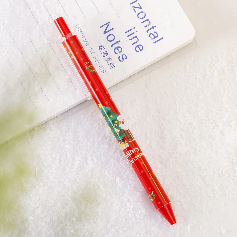 12pcs Children Cartoon Christmas Series Press 0.5mm Gel Pen Student School Office Stationery Kids Reward Gifts