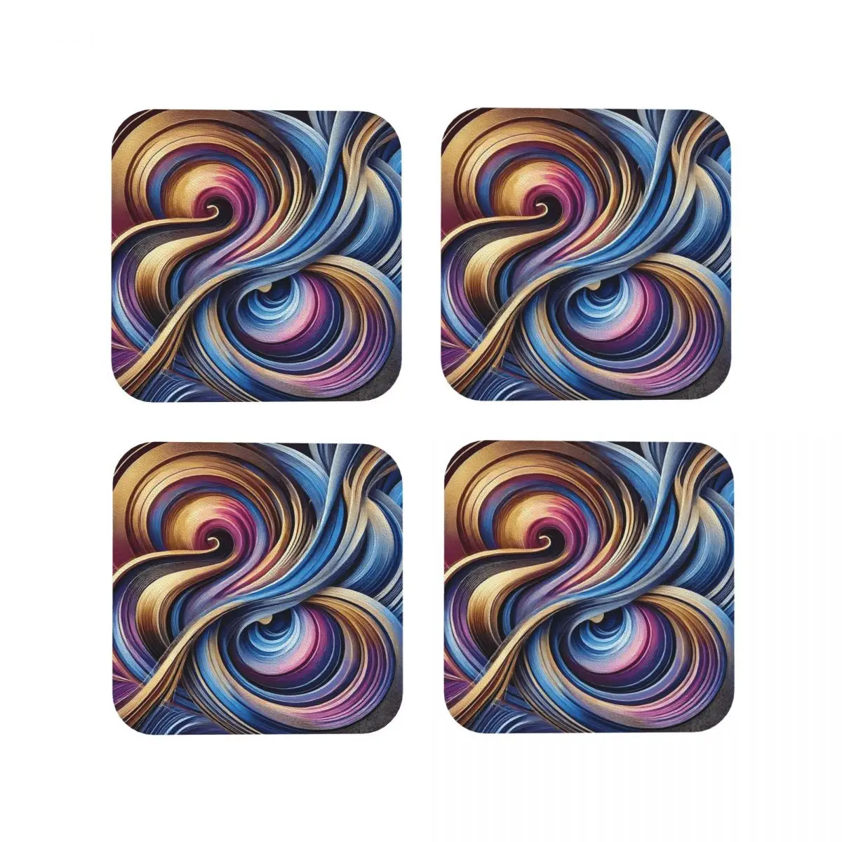 Fluid Harmony Coasters Kitchen Placemats Waterproof Insulation Cup Coffee Mats For Decor Home Tableware Pads Set of 4