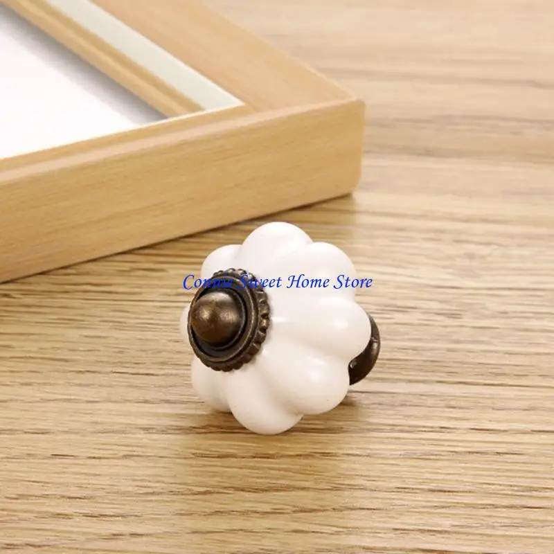 LXAF 6Pcs Drawer Pulls Ceramic Dressers Knob Cupboard Handle Modern Furniture Handle Pumpkin Bedside Cabinet Pull