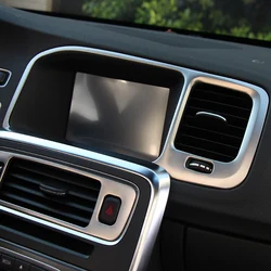 Car Styling Console Navigation Frame Decorative Cover Trim For Volvo S60 V60 2011-17 Interior Stainless Steel Strip Mouldings