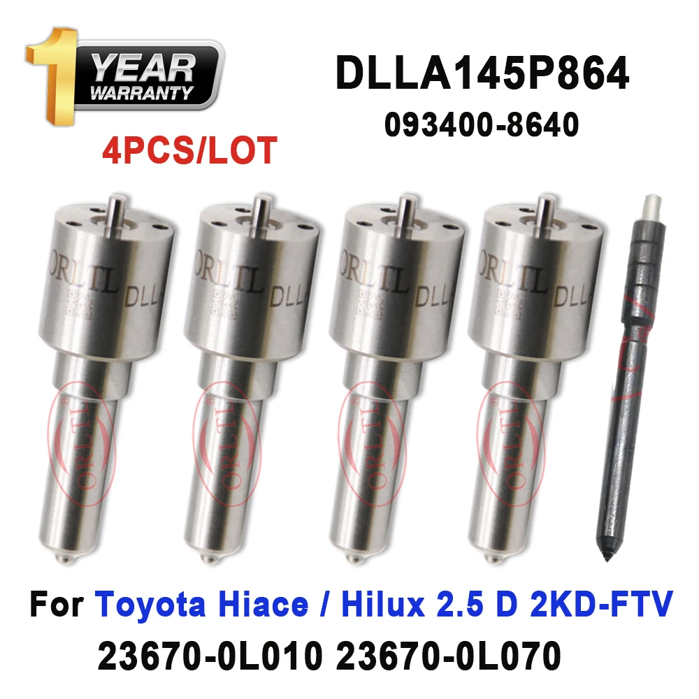 New Nozzle DLLA145P864 Common Rail Injector 093400-8640 For TOYOTA HIACE HILUX 2KD 23670-0L010 23670-0L070 4PCS