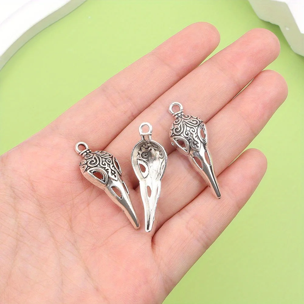 4/9/18pcs Skeleton Bird Head Pendant, Gothic Style Pendant&Chain Decoration, Used for DIY Beach Vacation Decoration Accessories