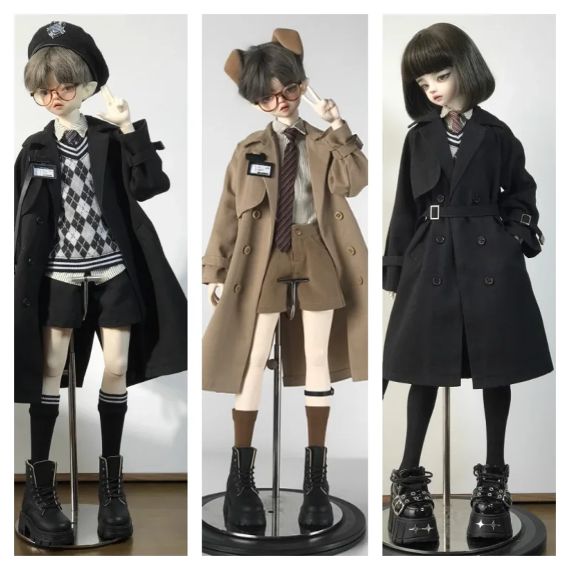 BJD Puppenkleidung für 1/4 Puppen, schwarz, braun, Windjacke, Hemd, Rock, Shorts, Set, Preppy-Stil, Puppenkleidung (keine Puppe)