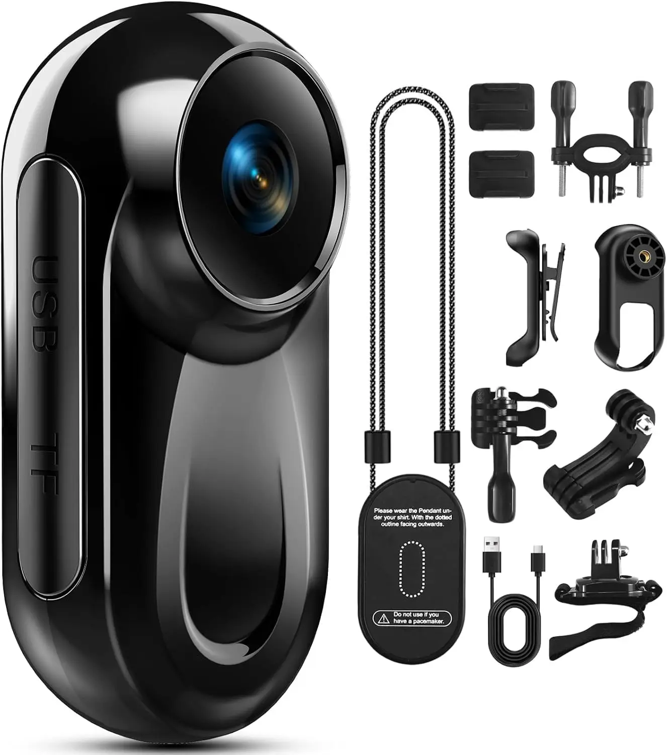 Compact 1080P Body Camera, 512G Thumb Action Camera, Magnetic Hands-Free Wearable Cam, 360° Rotate, Vlogging Video Recorder for Cycling Traveling Motorcycle (SD Card Not Included), Black