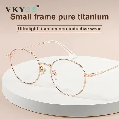 Imagen 2 del producto VICKY, diseño Simple, montura redonda de titanio ultraligera, gafas antiluz azul para mujer, gafas fotocromáticas graduadas personalizadas 30821