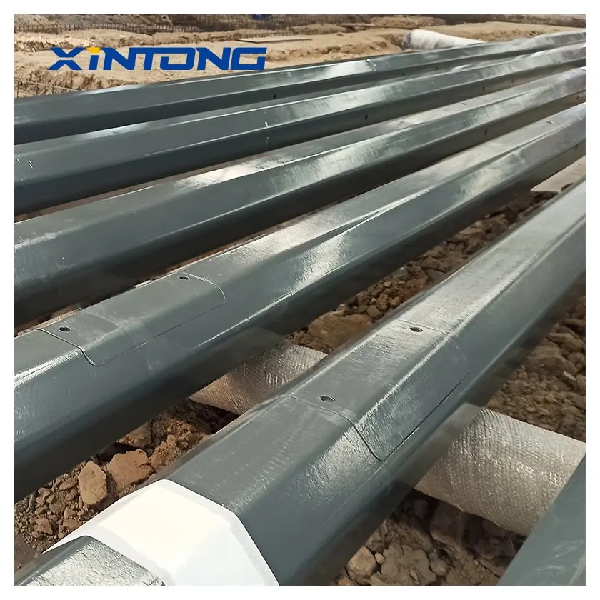 

XINTONG Solar LED Galvanized Street Light Pole Conical Square Octagonal Lamp Post Galvanized Steel Street Light Poles