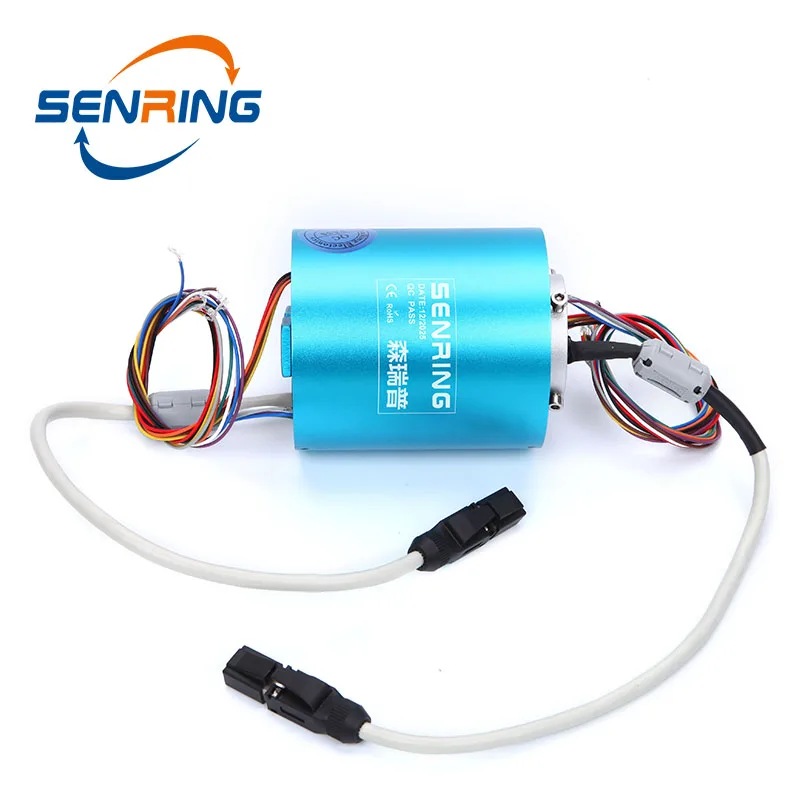 Ethernet Through Bore Slip Ring with Bore 25.4mm OD86mm 1 Channel Gigabit Ethernet Sliprings with 10Wire 2A GJ45 Male Connector