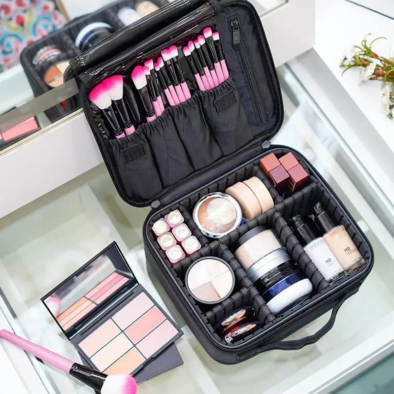 Nuova borsa per il trucco per le donne viaggio impermeabile in tessuto Oxford necessario pennello di bellezza strumento di ricamo custodia cosmetica