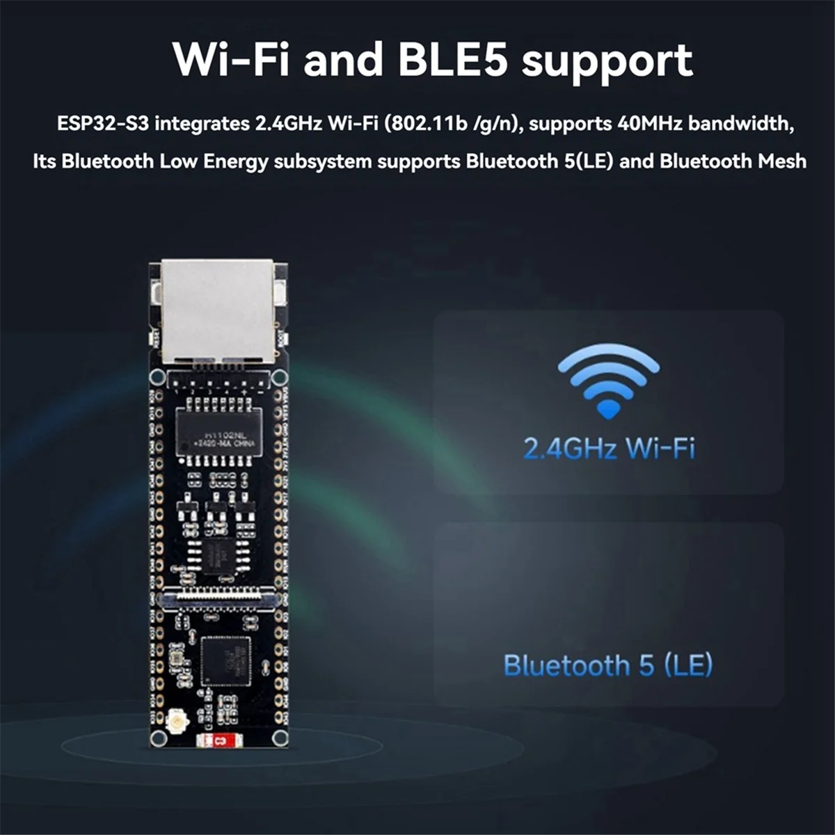 BABQ ESP32-S3 イーサネット開発ボード、POE モジュール付き、Wi-Fi Bluetooth POE デュアルコア プレート負荷 Type-C インターフェイスをサポート