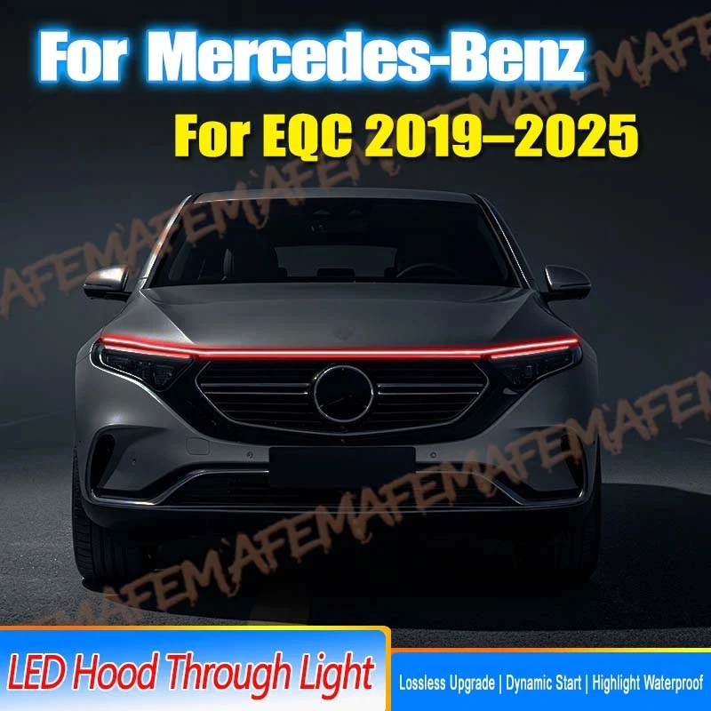 Car Engine Hood Decorative Light Bar Waterproof DRL LED Strip For Mercedes-Benz EQC 2019-2025 Daytime Running Light Start-Scan