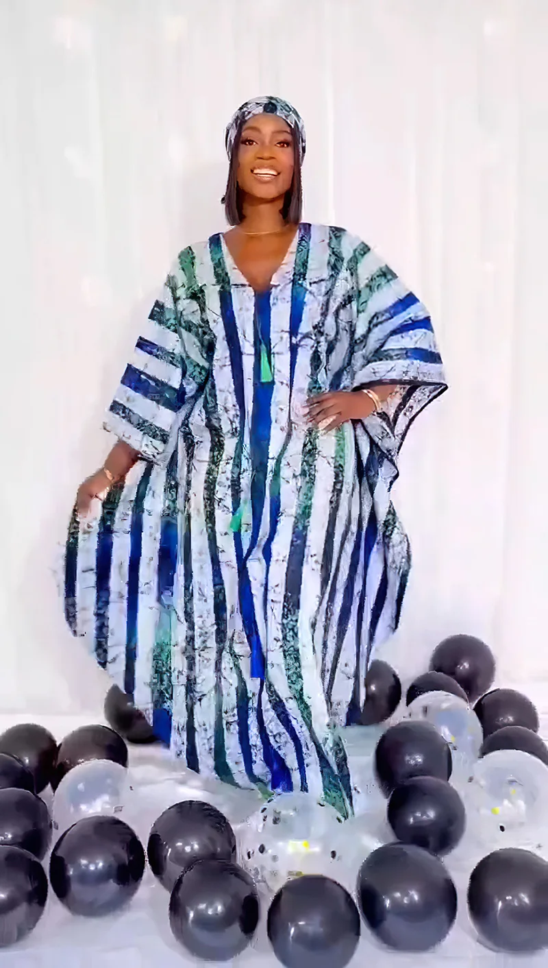 

Fashion African Satin Abaya Dashiki Stripe Long Dress Women Muslim Dubai Loose Kaftan Ankara Dashiki Robe Africa Dress Clothing