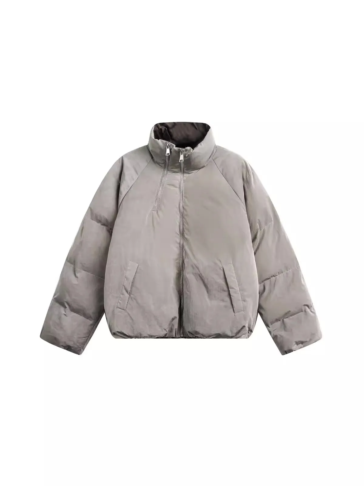 

Winter Thiened Texture Cotton Jaet Double Zipper Loose Fit ex Warm Trendy Zipper Decorated Long Sve Youth Faion