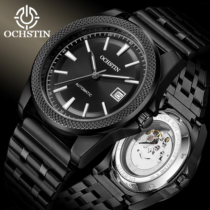 OCHSTIN Men's Masterpiece Automatic Mechanical Watch Man Stainless Steel Band Scratch-resistant Hardened Mineral Glass Clock