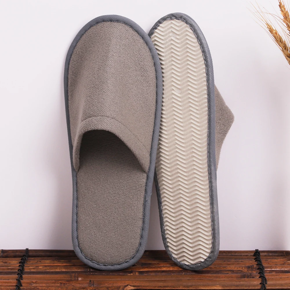 1 Pair Hotel Slippers Men Womens Top Quality Velvet Travel Disposable Cotton Home Hospitality Shoes Cheap SPA Guest Slides