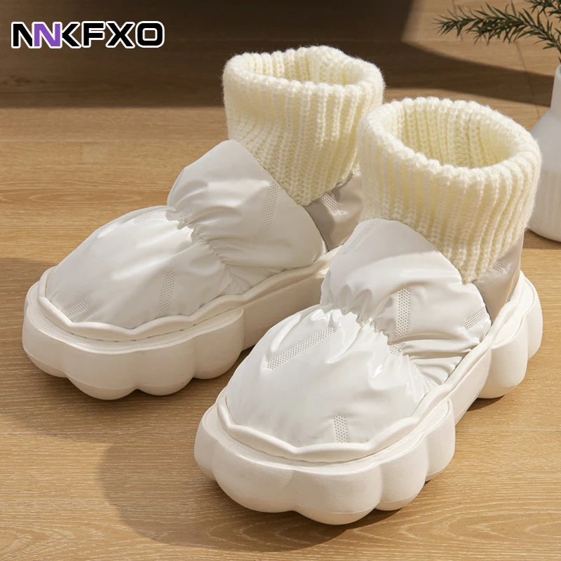 Down Cloth Cotton Shoes Lightweight Warm Winter Slippers For Women Snow Shoes Unisex Footwear Dual Purpose Outside Slippers