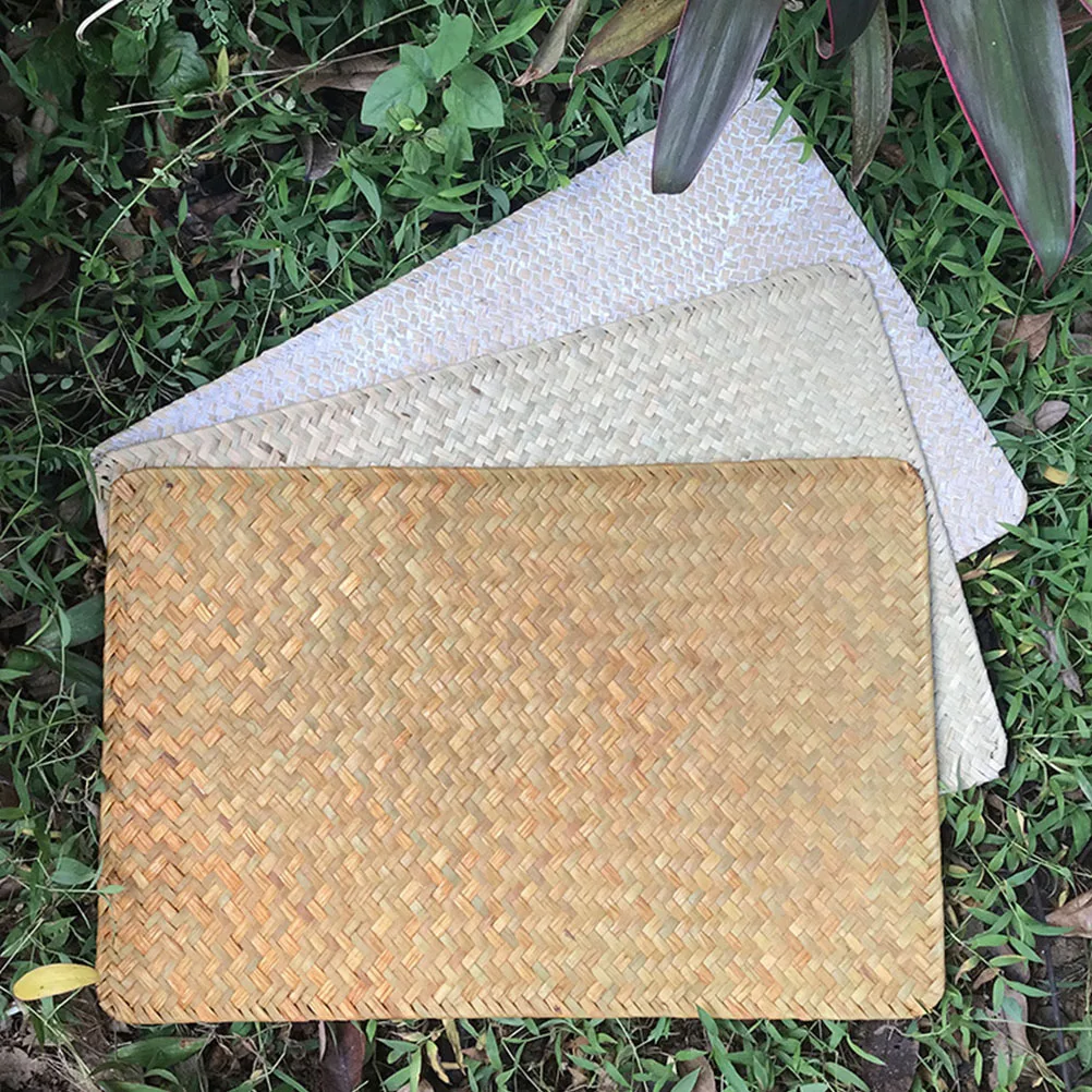 

2Pcs Rustic Grass Woven Placemat Heat Insulation Table Mat Cup Pad Picnic Outdoor Kitchen Coaster Household Kitchen Coaster