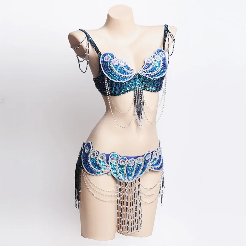 Ensemble de Costume de brevdu Ventre avec Soutien-Gorge et Ceinture, 2 Pièces, Nouvelle Couleur 9, pour Carnaval