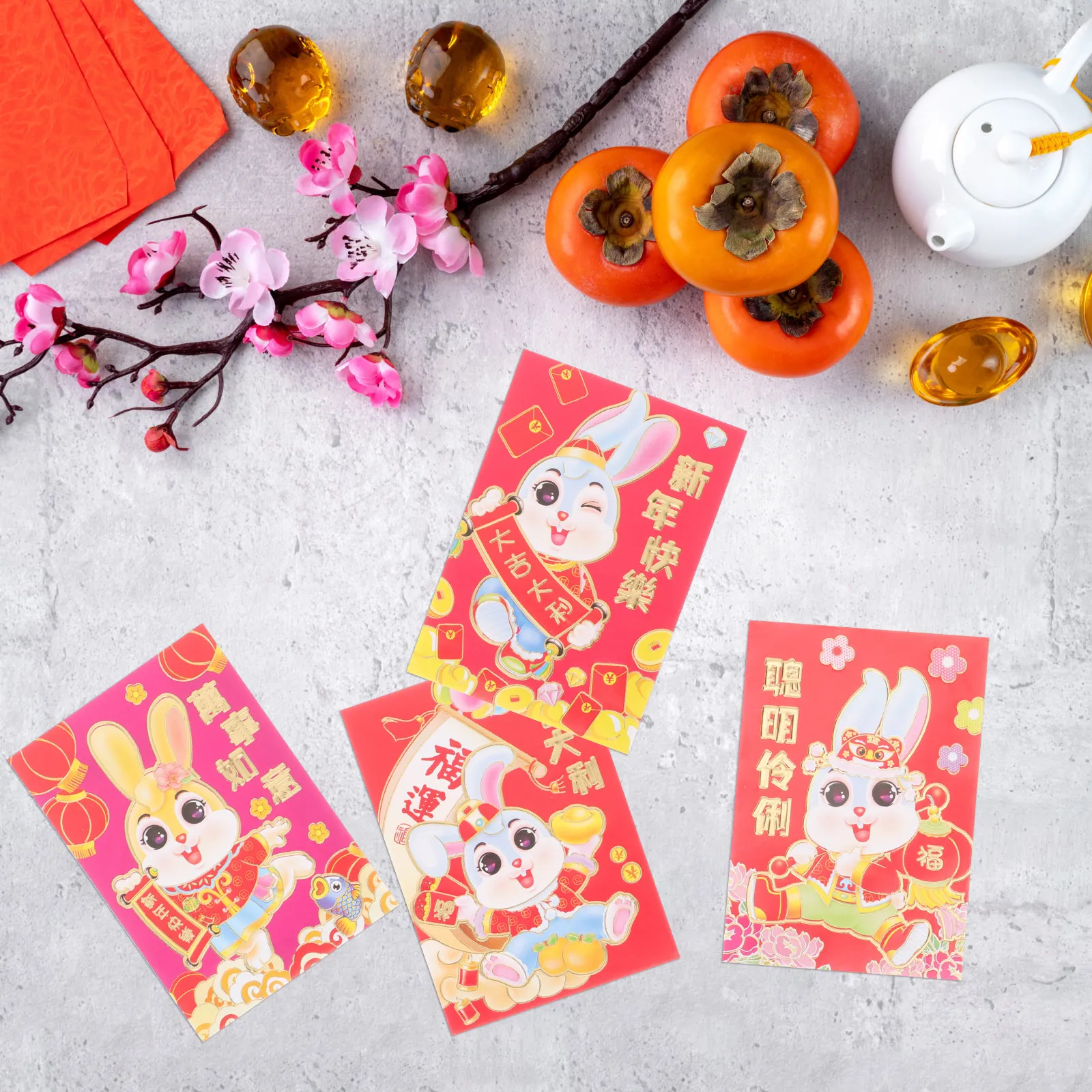 

54Pcs Cartoon Red Envelopes Creative Lucky Money Bags for Chinese New Year Spring Festival Rabbit Year Celebration Gift Pouches
