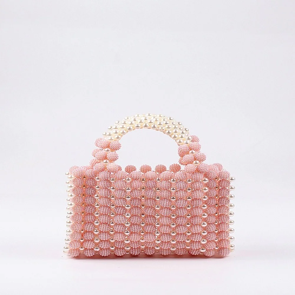 

Elegant Beading Pearls Bag Women Handbag Luxury Beads Woven Party Evening Bag for Women Wedding Purse Small Box Tote 2022 Clutch