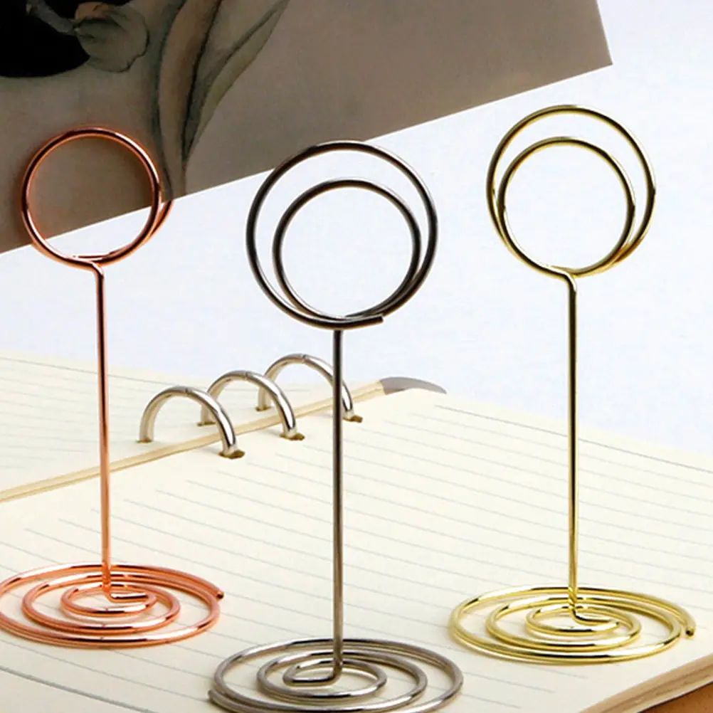 20Pcs Peacock Round Memo Holders 50Mm High Rose Gold Metal Clips Table Number Photo Card Holders for Wedding Office Home Party