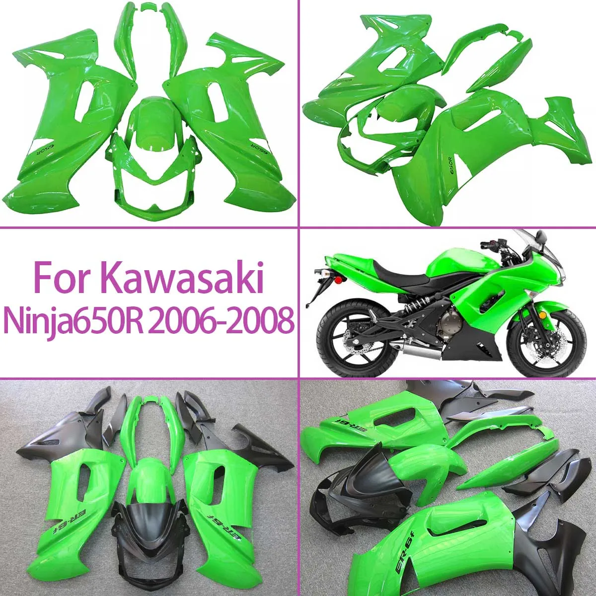 

For 2006 2007 2008 Kawasaki Ninja650R Injection Molded Plastic Fairing Kit 06 07 08 Ninja 650R High Quality Fairing Set