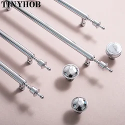 Bright Chrome Crown Shape Furniture Handles Long Round Modern Pulls Cupboard Wardrobe Dresser Shoe Box Drawer Cabinet Bar Knob