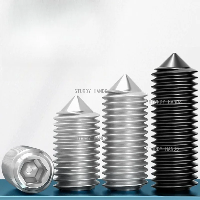 60pcs Sharp Point Tightening 12.9 grade stainless steel pointed screw Headless hexagon socket screw