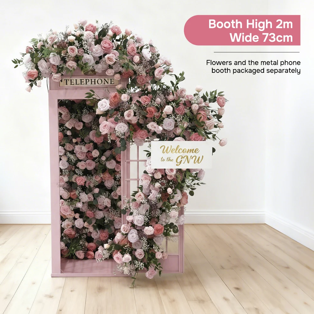 Light up LED Artificial Flower Arrangement Telephone Booth with Easy Assembly for Decoration