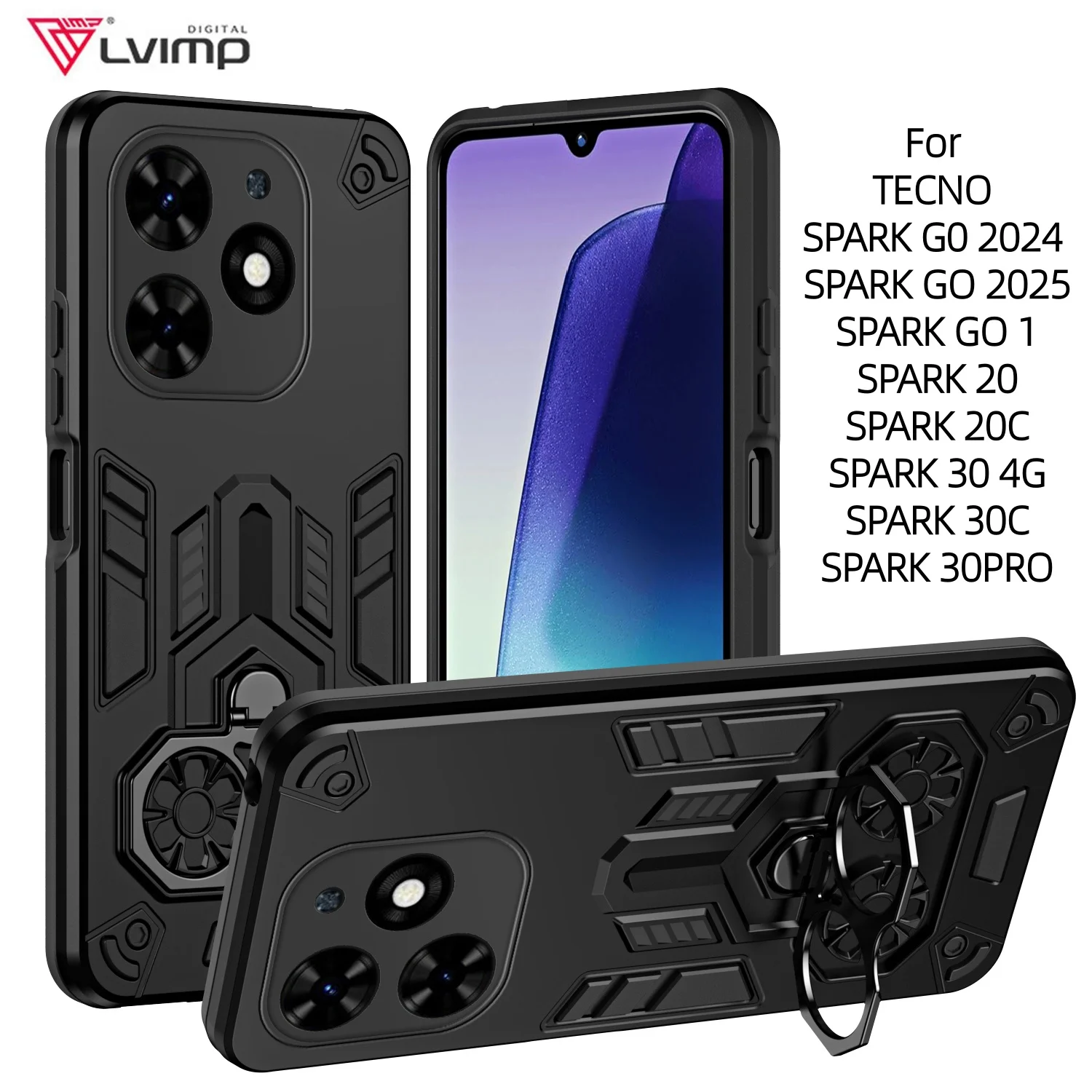 حافظة مدرعة مقاومة للصدمات لهاتف TECNO SPARK GO 2024 20 20C 30 30CPro 4G 2025 POP8 POP9 غطاء حماية حلقة حامل حامل Fundas Coque
