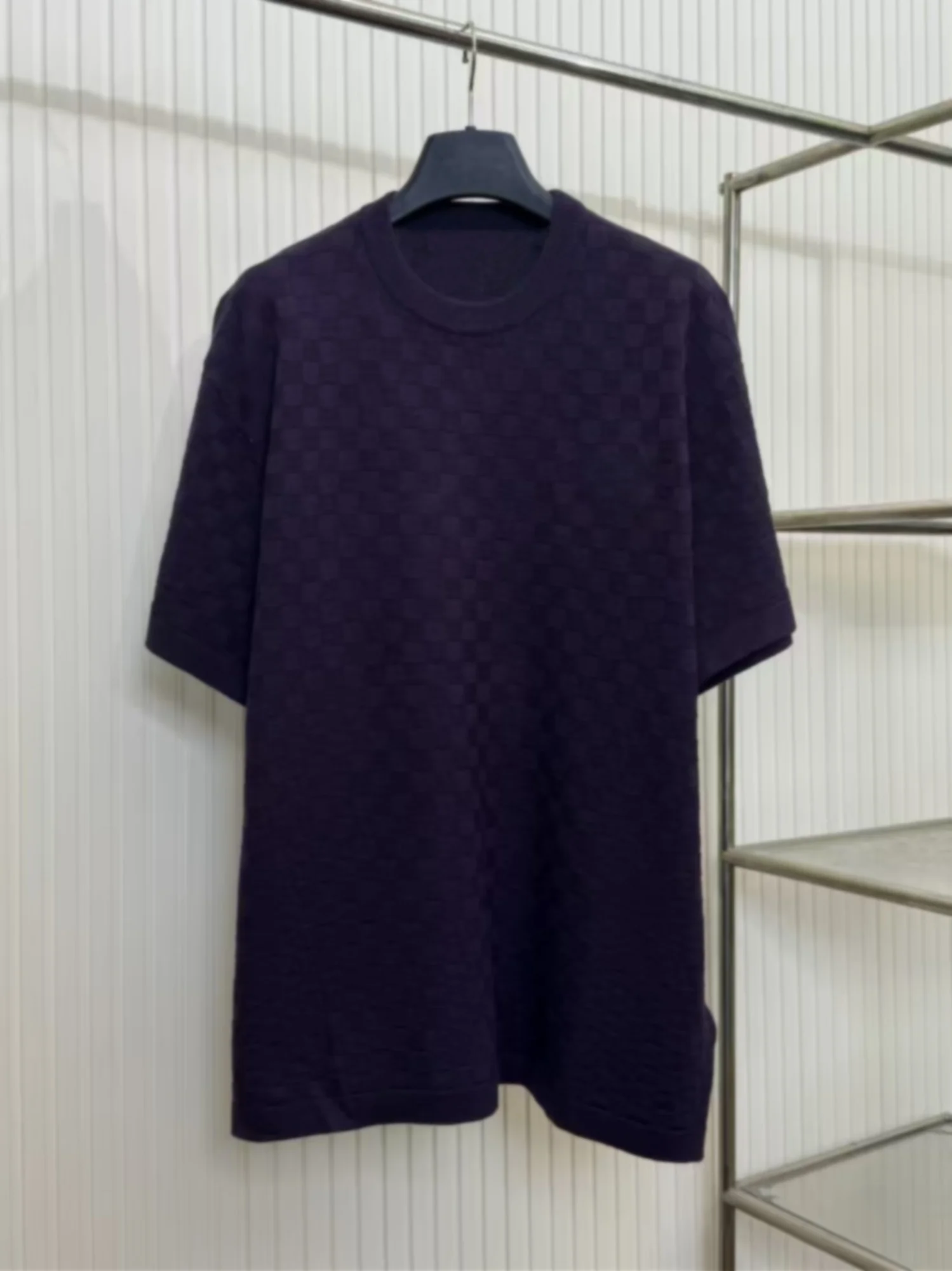 

Универсальная хлопковая трикотажная футболка с коротким рукавом и вышитым узором в виде шахматной доски, повседневный стиль для мужчин и женщин, весна-лето, новинка...