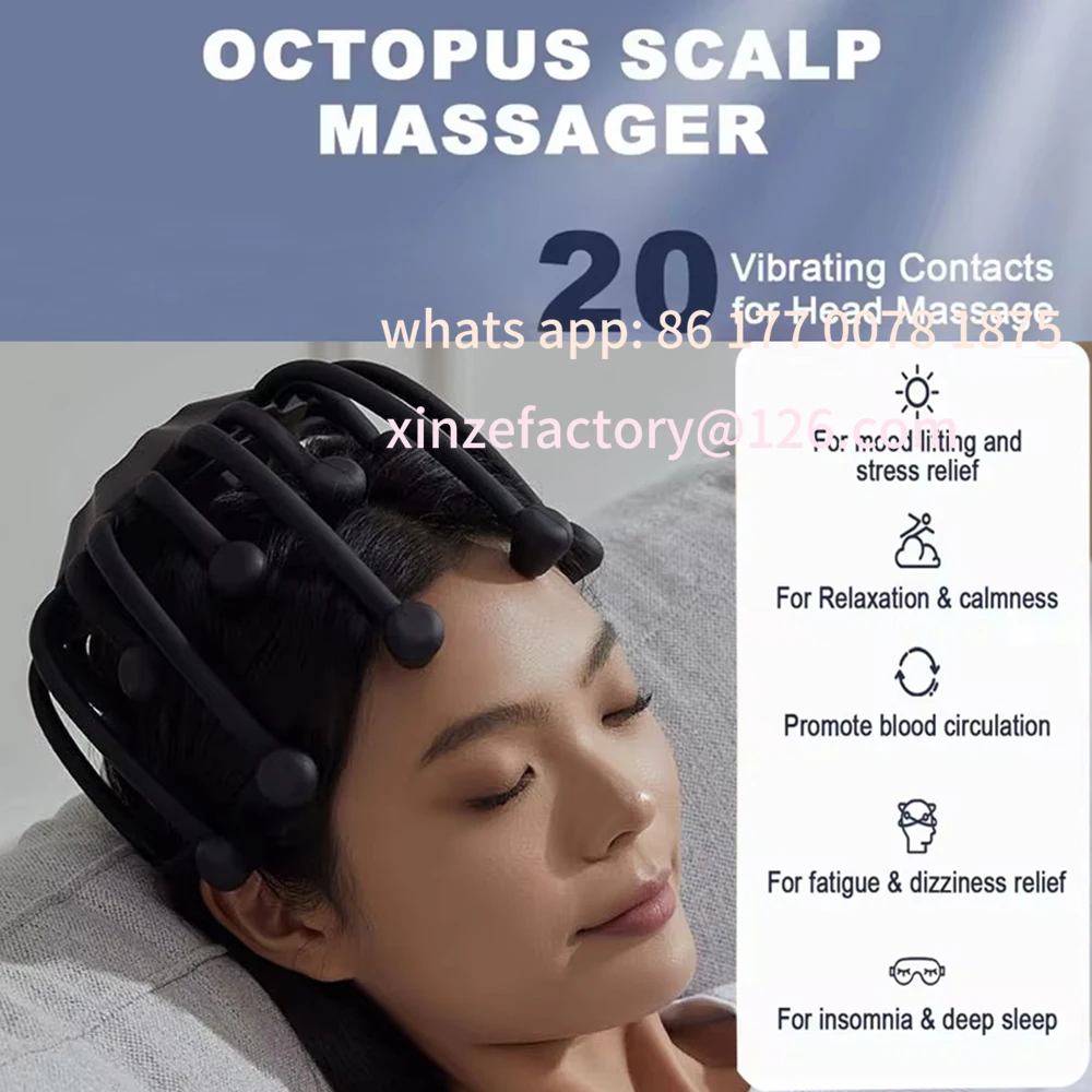 Customizable Electric Octopus Claw Scalp Massager Hands-free 5Modes Head Massage