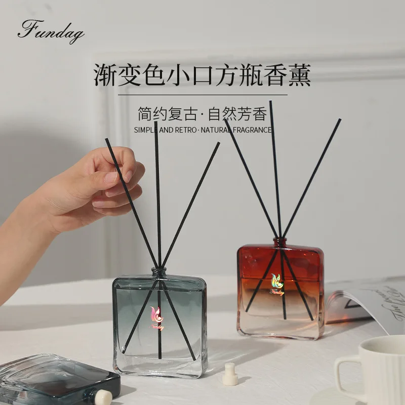 New Simple Gradient Color Small Mouth Square Bottle Fireless Aromatherapy Home And Indoor Fragrance Decoration