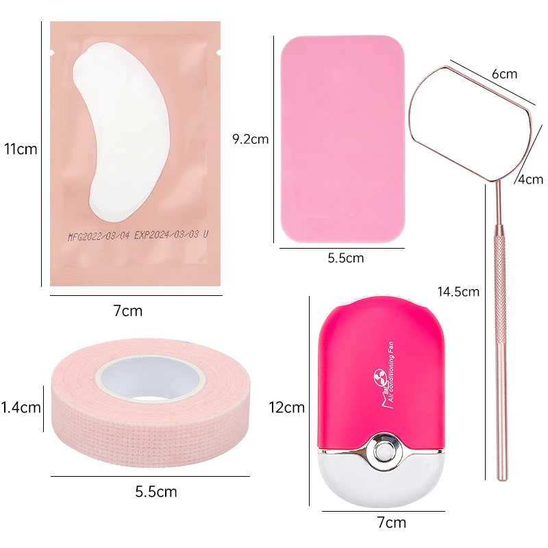 False Eyelash Extension Set USB Eyelash Fan Eye Pads Tweezers Mirror Glue Rings Eyebrow Brush Tape Grafting Eyelash tools