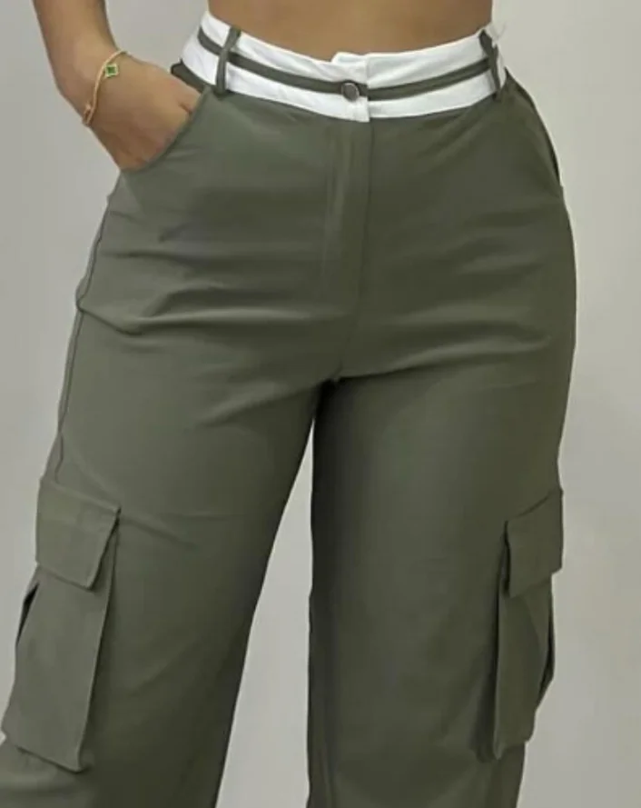 Cargo Pants Woman Straight Leg Cargo Pants High Waisted Casual Multi Pocket Loose Straight Leg Casual Pants Street Hiphop Pants