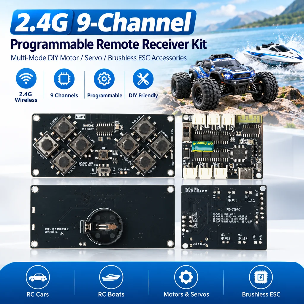 9 Channel 2.4G Wireless RC Receive Kit Programmable DIY Accessory For RC Car Boat Motor And Servo Control