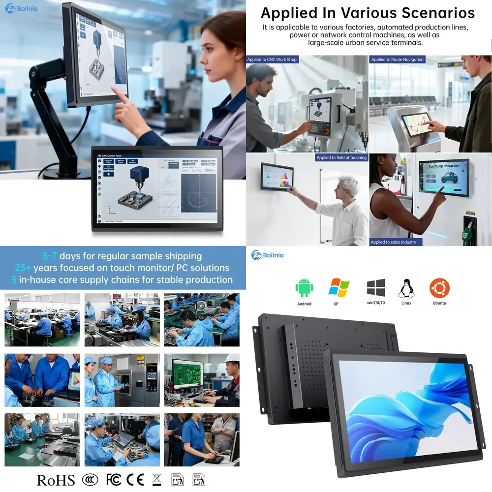 15.6 Inch Open Frame Industrial Panel PC Capacitive Touch Screen Android/Ubuntu OS 2GB/4GB/8GB RAM 16/32/64GB EMMC Storage