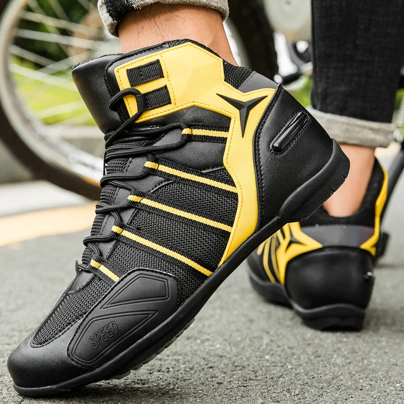 Motorcycle Riding Shoes Short Boots Windproof Motorcycle Travel Breathable Casual Racing Shoes Anti-drop Leather Shoes