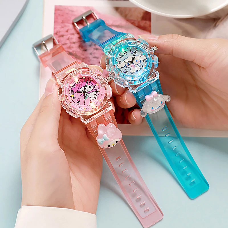 Cute Cartoon Anime Watch Sanrio LED Watch Children's Luminous Electronic Watch For Kid Christmas Gifts