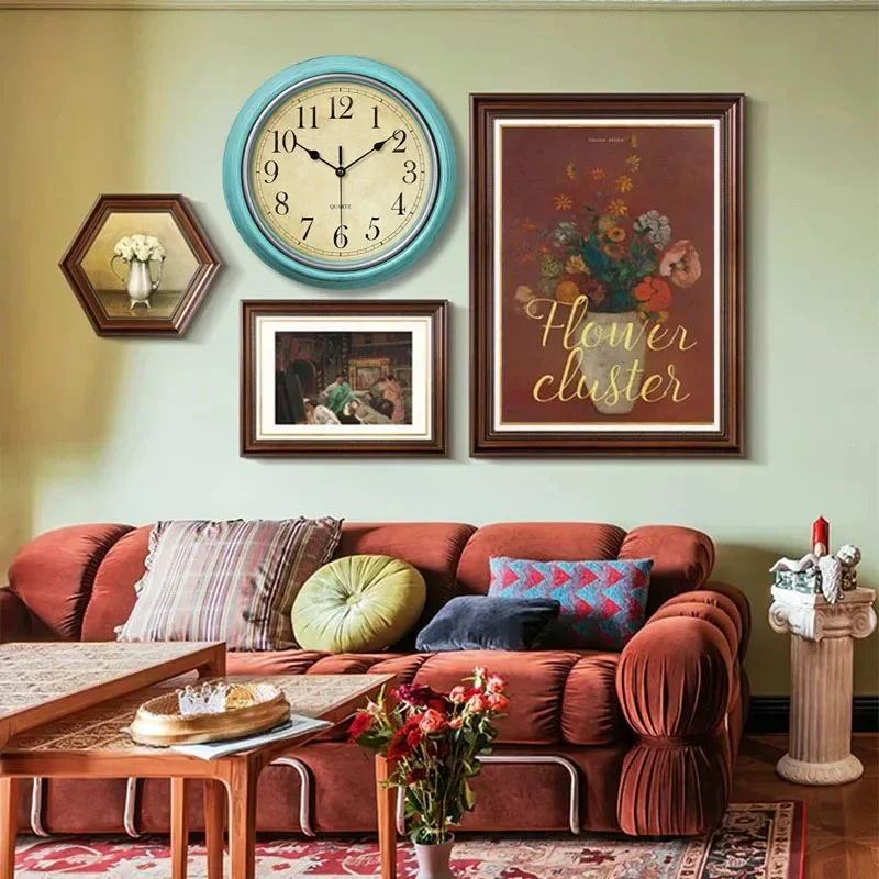 12 Inch Nordic light luxury retro Wall Clock Silent Non-ticking Wall Clock Suitable for The Dining Room Living Room