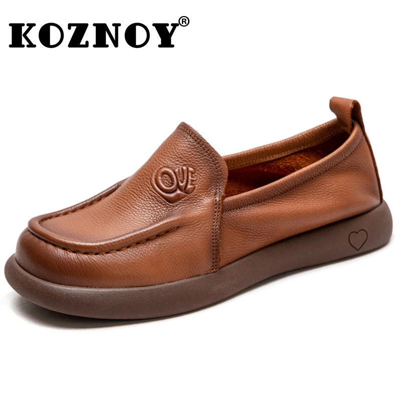 Koznoy 2.5cm do szycia krowy zamszowa prawdziwa skóra miękka podeszwa damska 2024 Vintage mieszkania etniczne letnie wygodne wiosna na co dzień