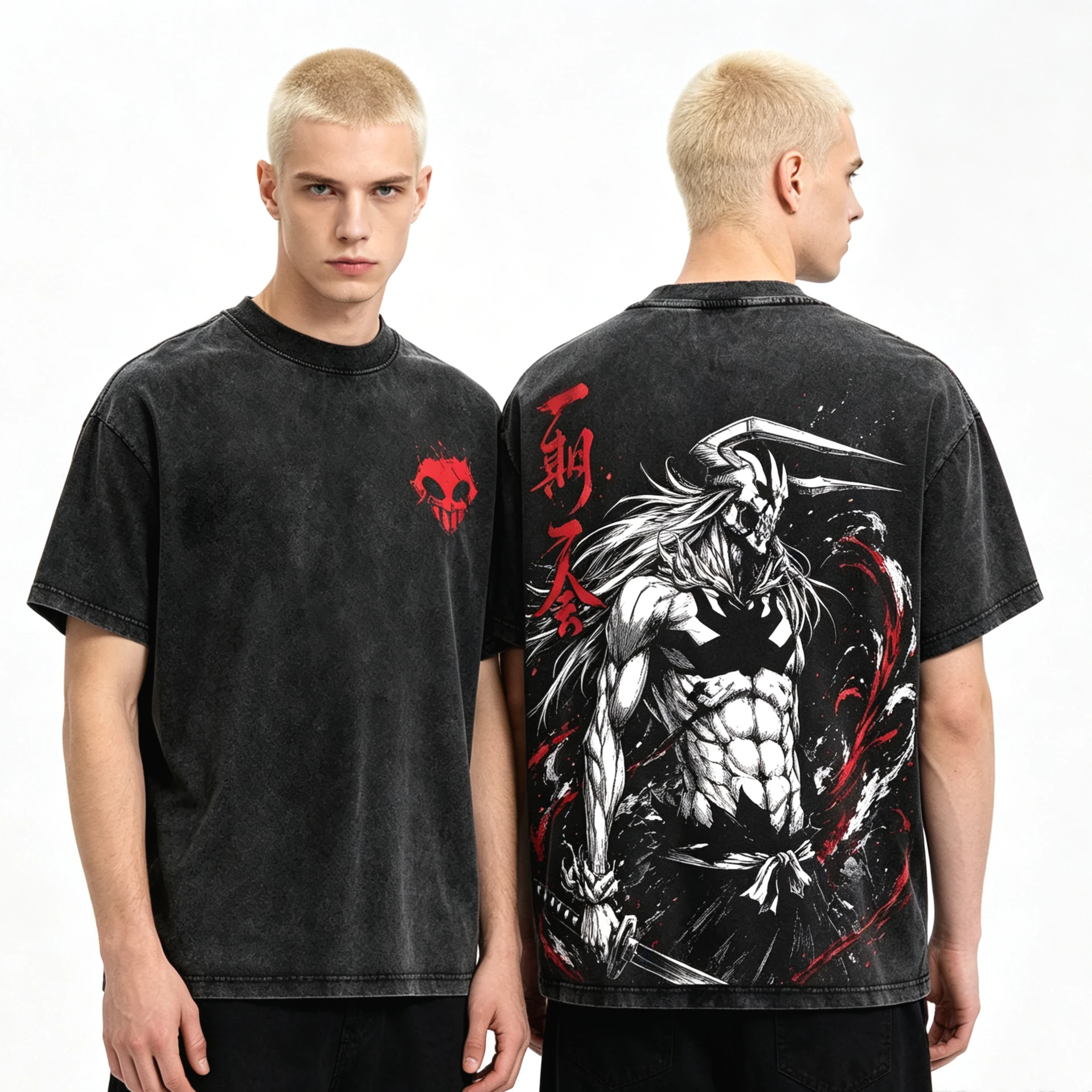 Summer Hot Sale Kurosaki Ichigo BLEACH Anime T-shirt Ink Wash Graphic Print T-shirt Unisex Soft Cotton O-neck Hip Hop Casual Tee