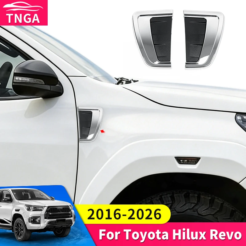 

Декоративные накладки на боковые крылья для пикапа Toyota Hilux Revo 2016-2026, серебристые, из АБС-пластика, аксессуары для внешнего тюнинга