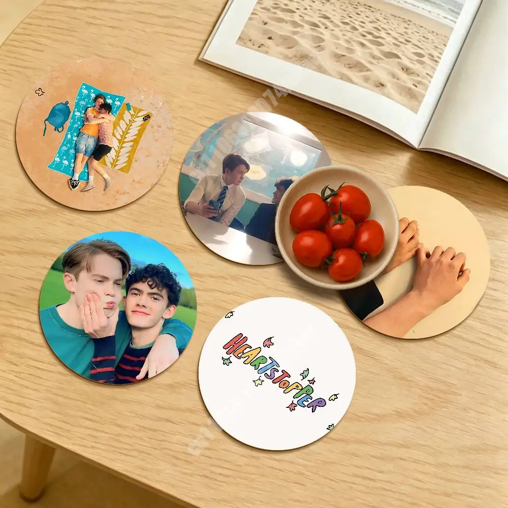 

H-Heartstopper-S Charlie & Nick Round Coaster for Drink Cup Relaxing Coffee Nook Sustainable Lifestyle Decor