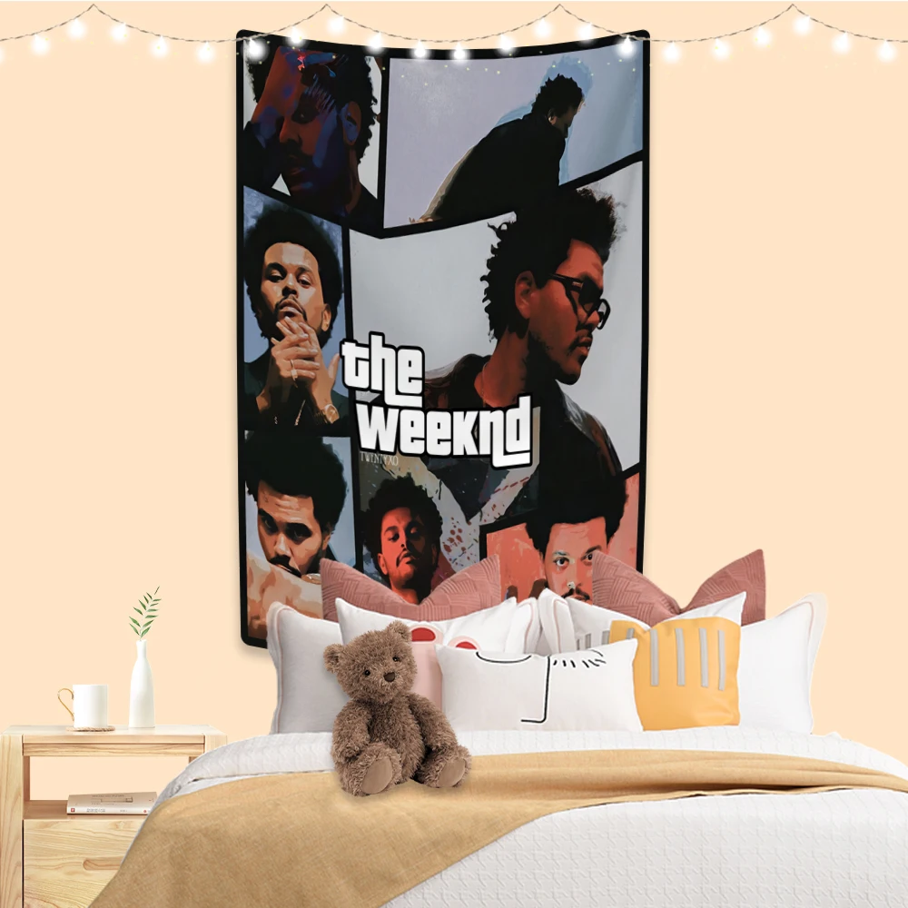 Rapper Singer Tapestry The Weeknd Printed Dorm Background Cloth Home Decorations For Living Room Wall Hanging Blanket